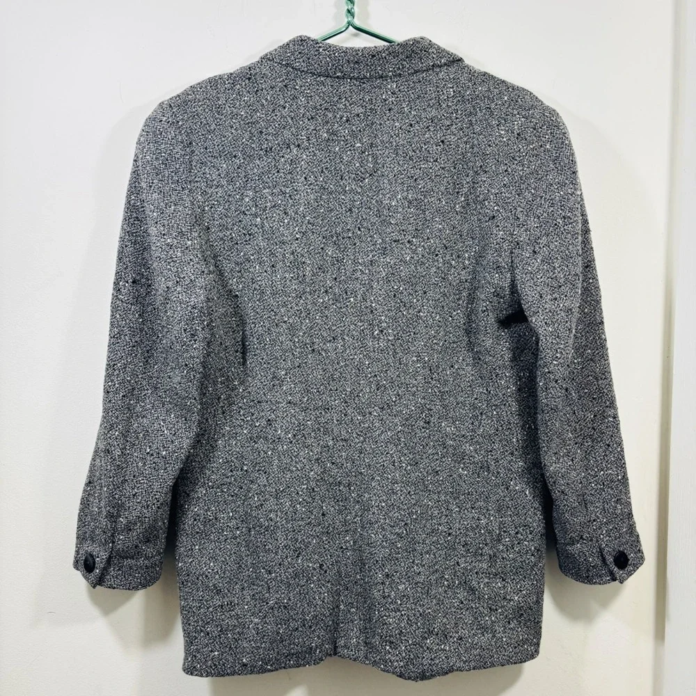 VTG Pendleton Classic Women's Gray Black White Tweed Wool Blazer Size 8 - Picture 3 of 7